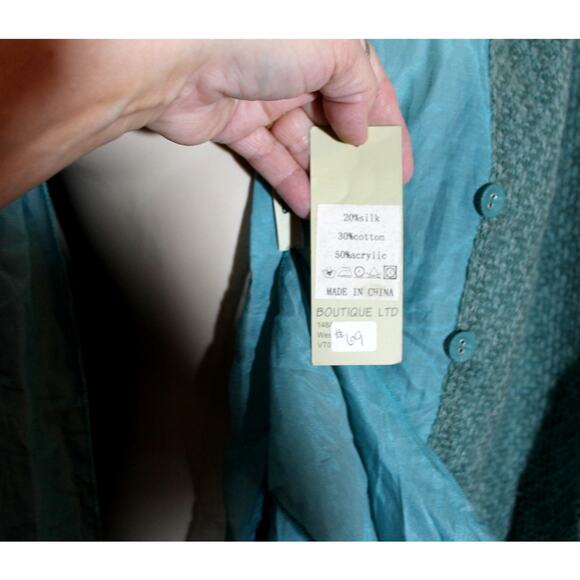 Manyus Boutique Lagenlook Turquoise Silk Blend Scarf NWT - Picture 5 of 5